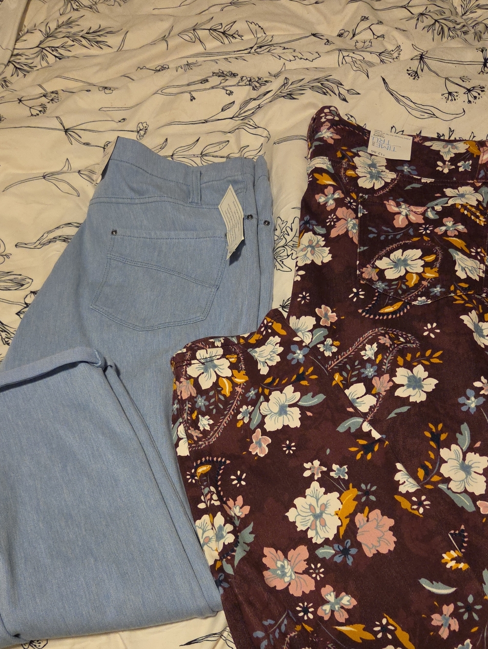Time and Tru Floral Ankle Jeggins& Lt Wash Jegging Capri Pair NwT Wom XL 16/18